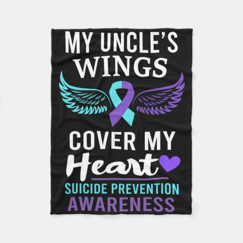 My Uncle&#39;s Wings Cover Heart Suicide Awareness Rib Fleece Blanket