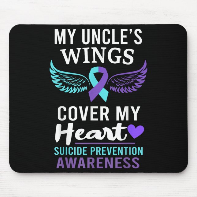 My Uncle's Wings Cover Heart Suicide Awareness Rib Mouse Pad (Front)