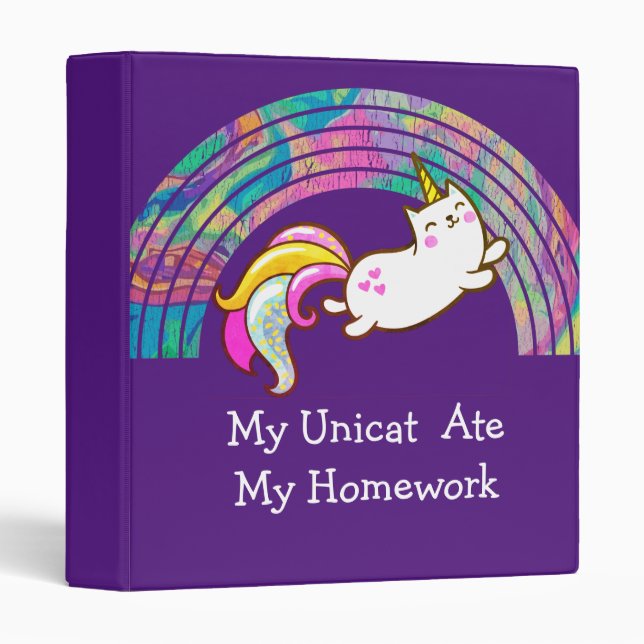 My Uni Cat  ate my homework 3 Ring Binder (Front/Spine)