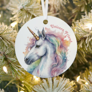 My Unicorn Friend For Her Metal Ornament