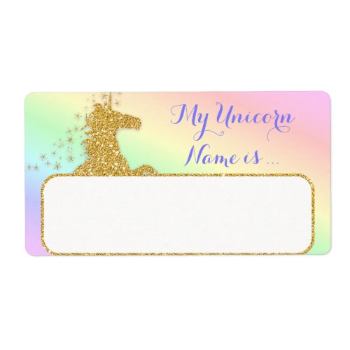 My Unicorn Name Is Label Rainbow  Gold
