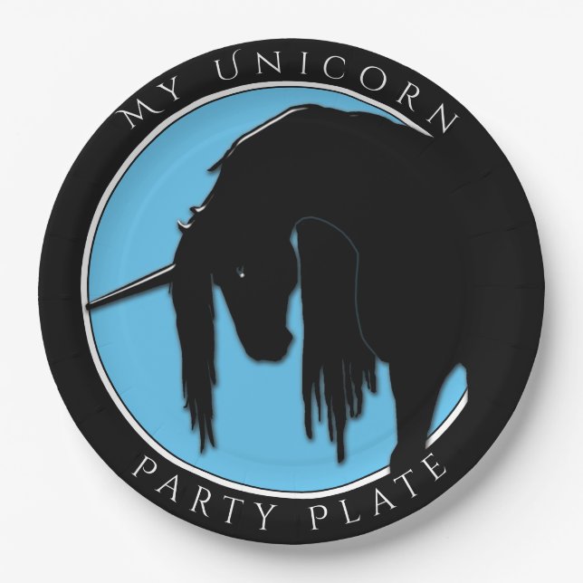 My Unicorn Party (light blue) Paper Plates (Front)