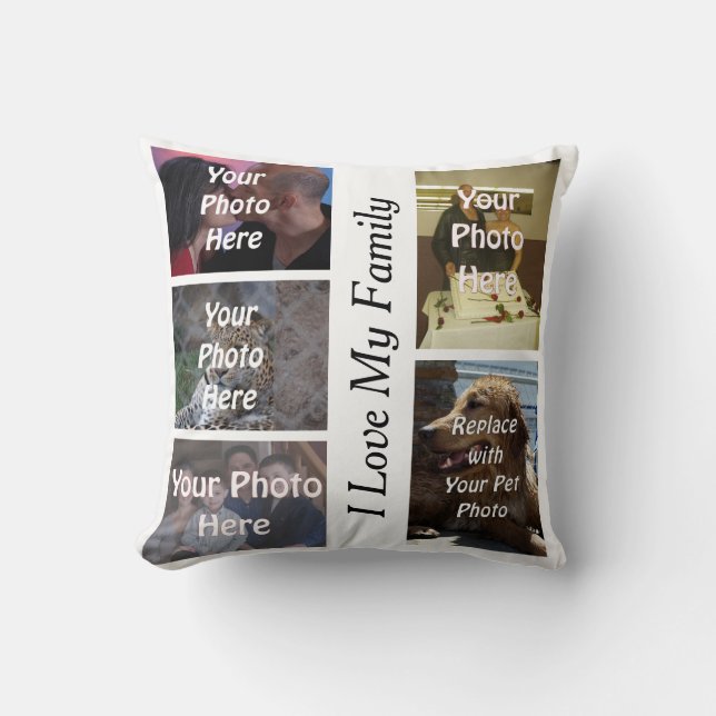 My Unique Family Photo Throw Pillow (Front)