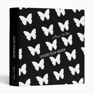 my University name with butterflies on black Binder