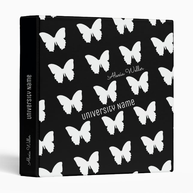 my University name with butterflies on black Binder (Front/Spine)