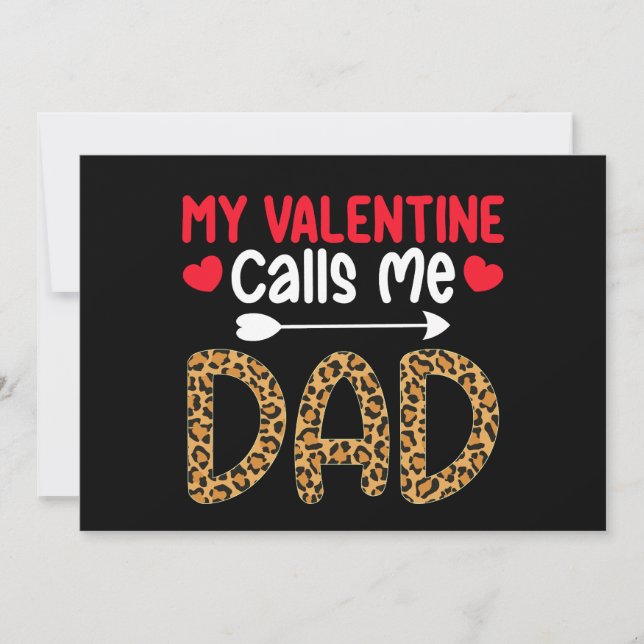 My Valentine Calls Me Dad Leopard Buffalo Plaid Invitation (Front)