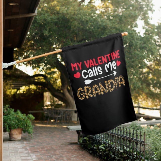 My Valentine Calls Me Grandpa Leopard Buffalo House Flag (In SItu)