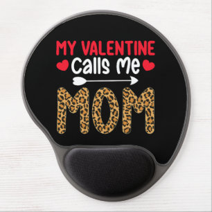 My Valentine Calls Me Mom Leopard Buffalo Plaid Gel Mouse Pad