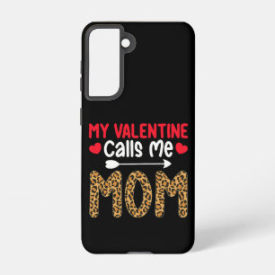 My Valentine Calls Me Mom Leopard Buffalo Plaid Samsung Galaxy S21 Case