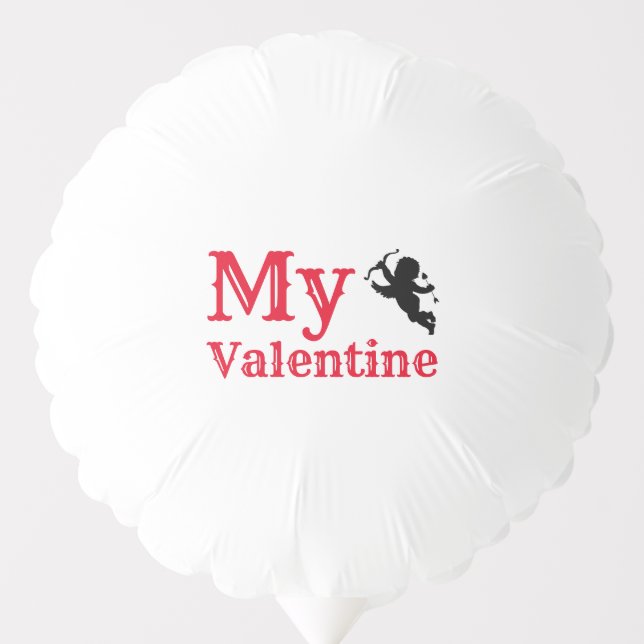 My Valentine Cupid Red Typography Personalized Balloon (Front)