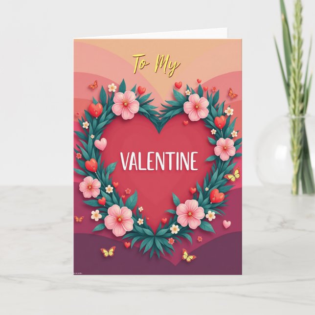 My Valentine Floral Heart Card (Front)