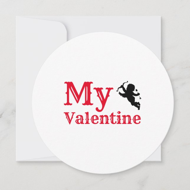 My Valentine Forever Typography Red White Flat Holiday Card (Front)