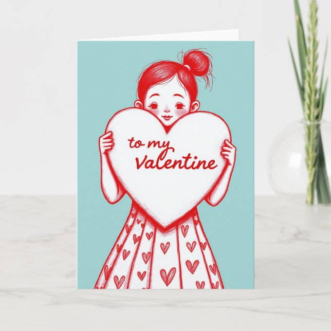 My Valentine Girl Heart Card (Front)