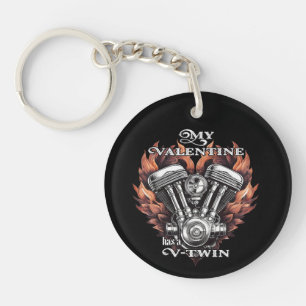 My Valentine has a V-Twin, Biker Keychain