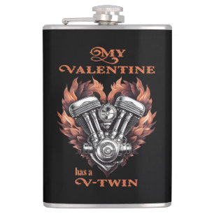 My Valentine has a V-Twin, Biker style Flask