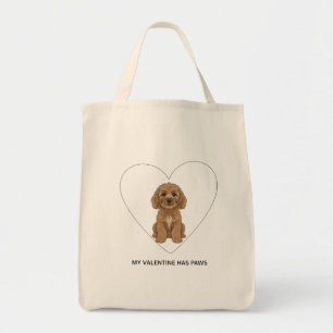 My Valentine Has Paws Cockapoo Dog Lover Tote Bag