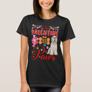 My Valentine Has Paws Cute Bearded Collie Sunglass T-Shirt