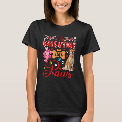 My Valentine Has Paws Cute Shiba Inu Sunglasses He T_Shirt