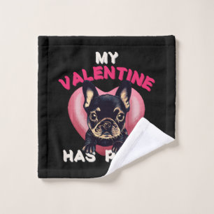 My Valentine has Paws dog lover Wash Cloth