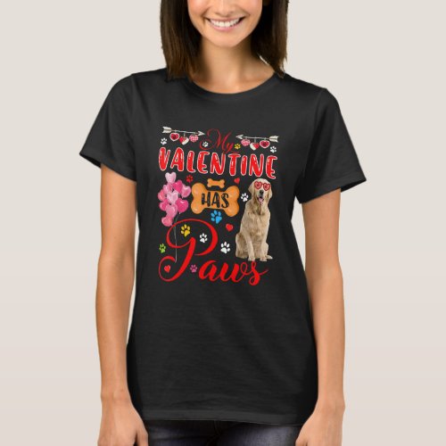 My Valentine Has Paws Golden Retriever Sunglasses  T_Shirt