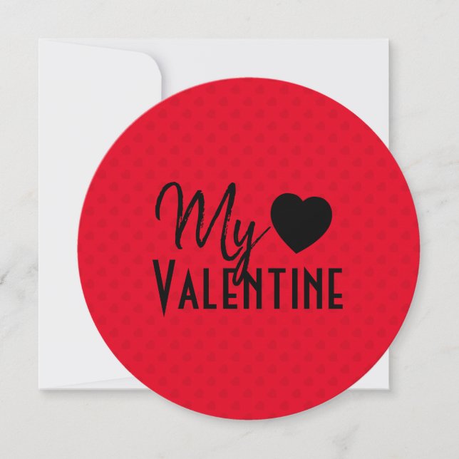 "My Valentine Heart" Round Valentine Card (Front)