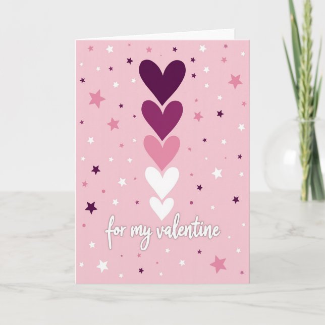 My Valentine Hearts Gradient Star Card (Front)