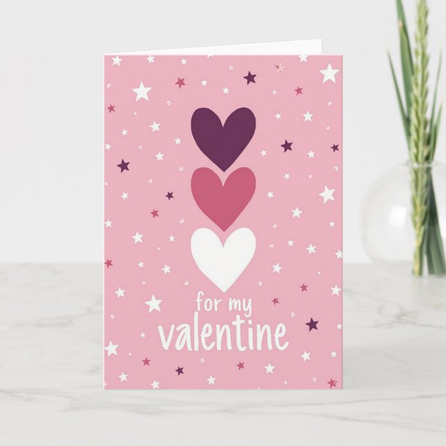 My Valentine Hearts Stars Card (Front)