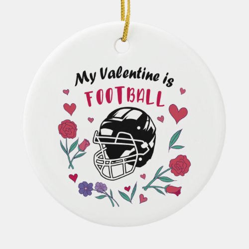My Valentine is Football Business Card Ceramic Ornament