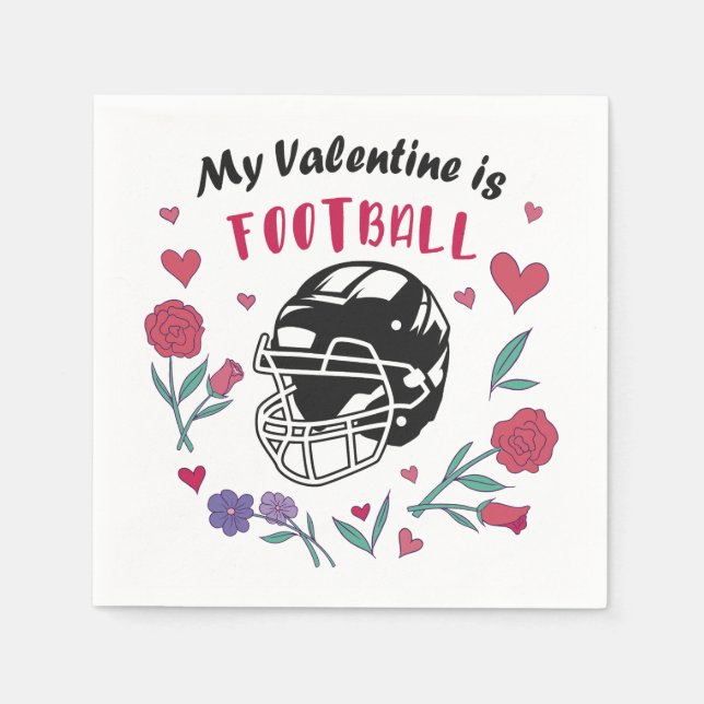 My Valentine is Football Business Card Napkins (Front)