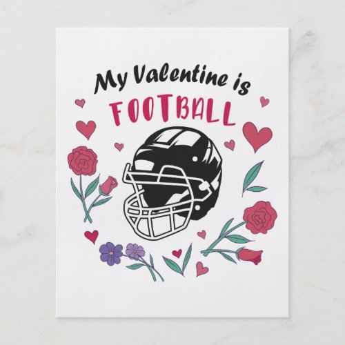 My Valentine is Football Business Card Napkins Flyer