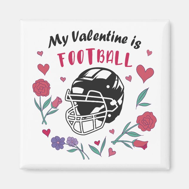 My Valentine is Football Business Card Napkins Magnet (Front)