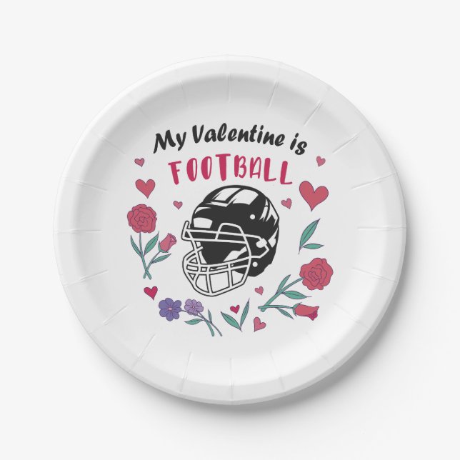 My Valentine is Football Business Card Napkins Paper Plates (Front)