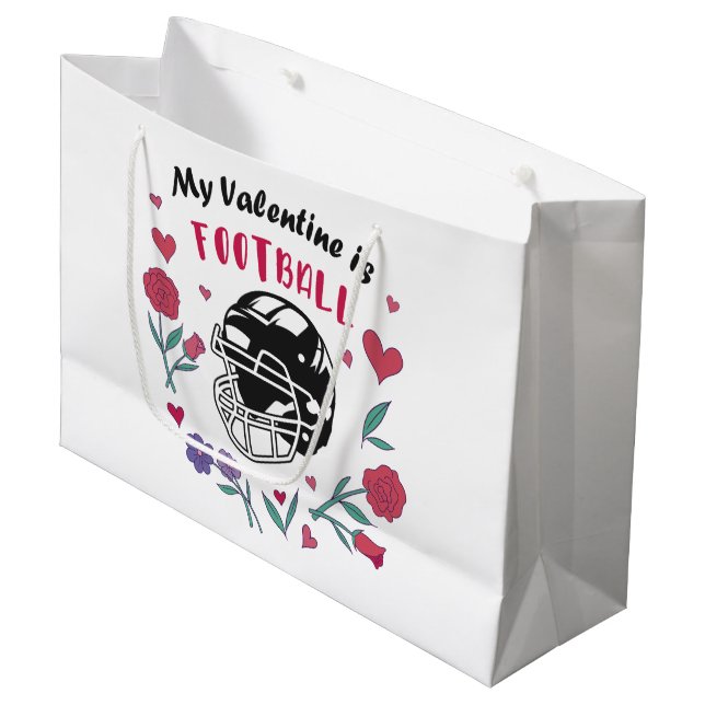 My Valentine is Football Business Card Napkins T-S Large Gift Bag (Front Angled)