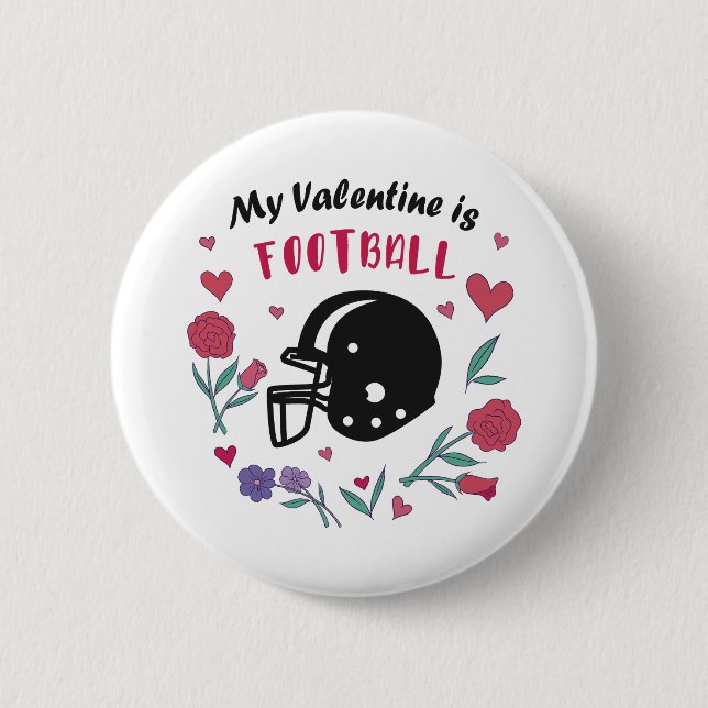 My Valentine is Football Invitation Postcard Button (Front)