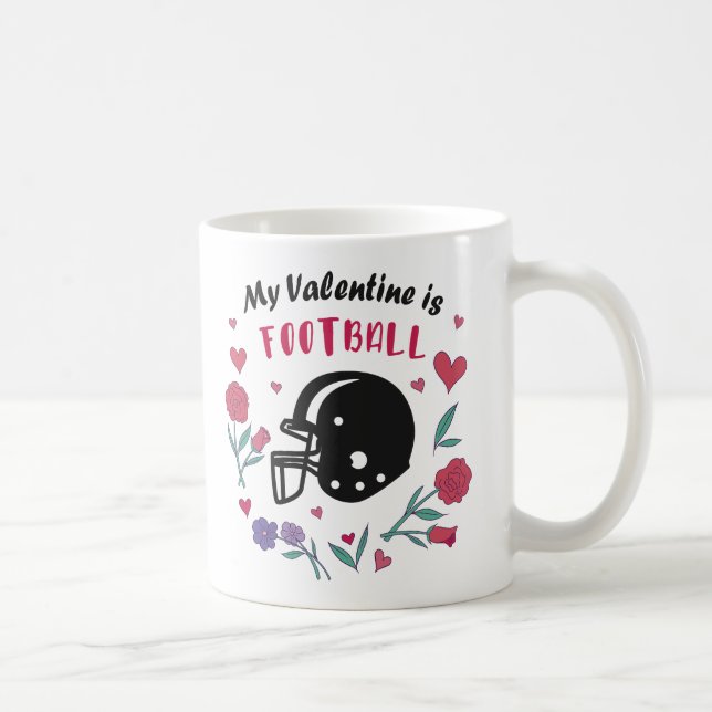 My Valentine is Football Invitation Postcard Coffee Mug (Right)