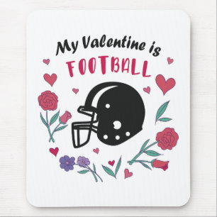 My Valentine is Football Invitation Postcard Mouse Pad