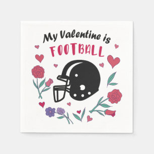 My Valentine is Football Invitation Postcard Napkins