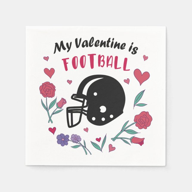 My Valentine is Football Invitation Postcard Napkins (Front)