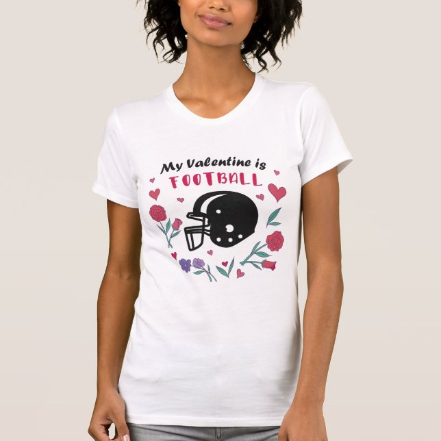 My Valentine is Football Invitation Postcard T-Shi T-Shirt (Front)