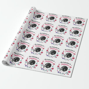 My Valentine is Football Invitation Postcard Wrapping Paper