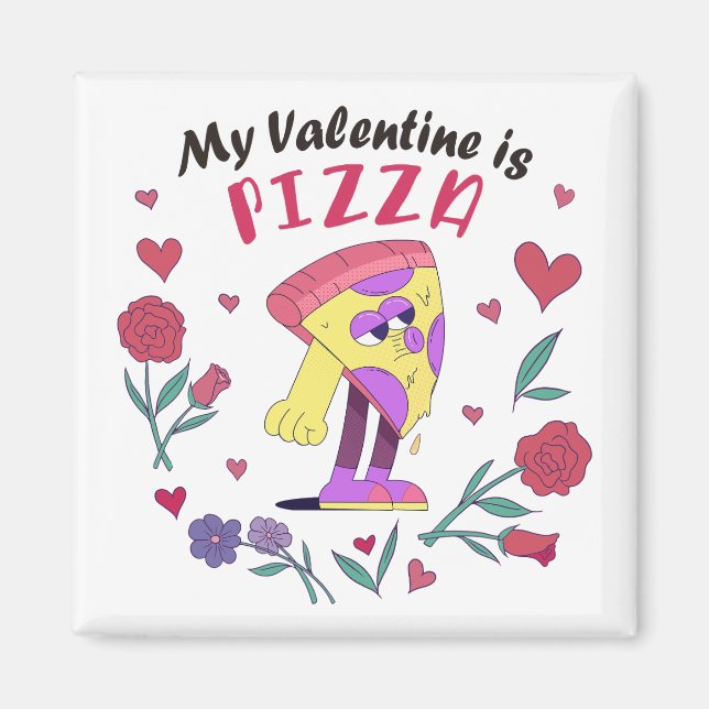 My Valentine is Pizza Invitation Magnet (Front)