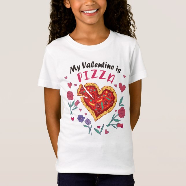 My Valentine is Pizza Invitation Magnet T-Shirt (Front)