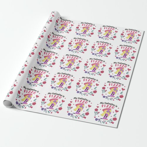 My Valentine is Pizza Invitation Wrapping Paper
