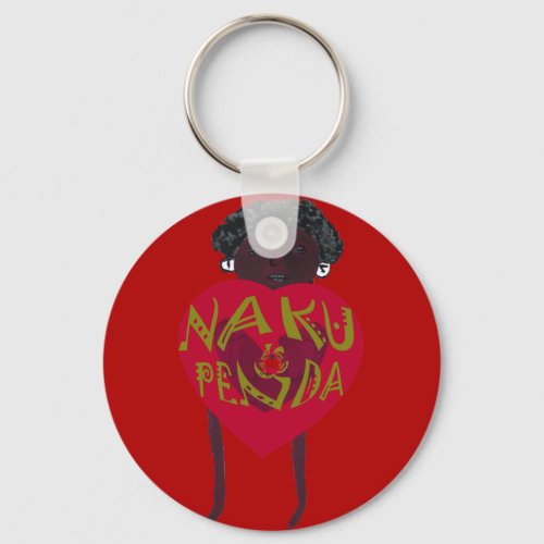 My Valentine love you Nakupenda Kenya Swahili Art Keychain