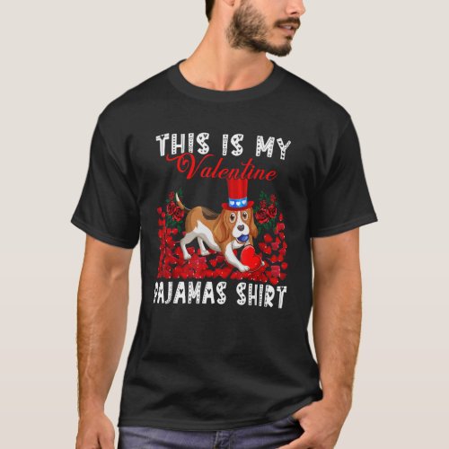 My Valentine Pajamas  Floral Beagle Wearing Hat T_Shirt