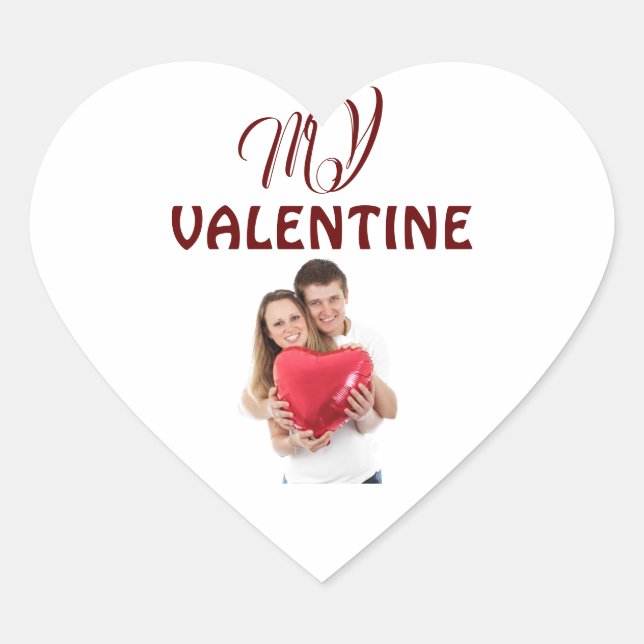 My Valentine Personalized Photo T-Shirt Heart Sticker (Front)
