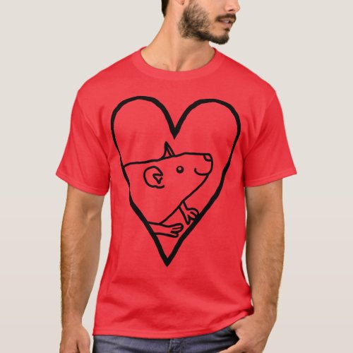 My Valentine Rat Line Drawing T_Shirt