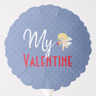 My Valentine Text Cupid Hearts Personalized Balloon