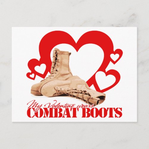 My Valentine wears combat boots Holiday Postcard