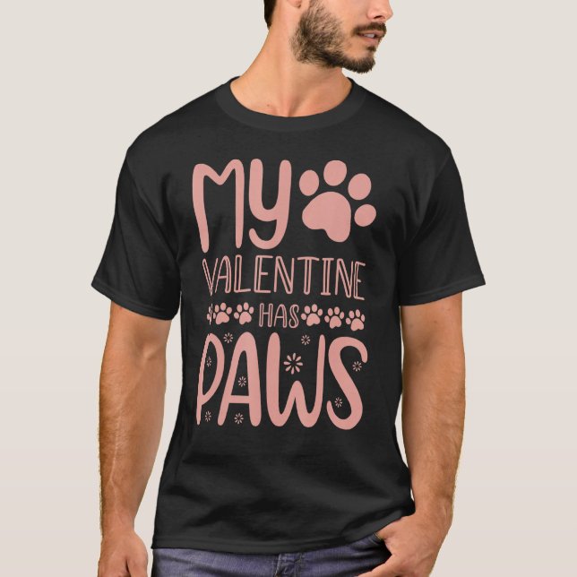 My Valentines Day Has Paw Cat Mom Kitten Funny Say T-Shirt (Front)